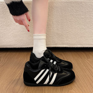 MIFULIAN | Giày Plimsoll Phong Cách Retro Màu Khối Cho Phụ Nữ Mùa Thu Có Gót Kín Dây Xỏ Vui Chơi