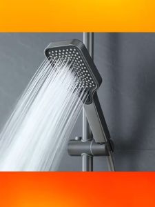 Bộ sen cây tắm đứng nóng lạnh phím đàn đồng thau mạ tĩnh điện titan nano xám thời thượnghiển thị nhiệt độ không han gỉ