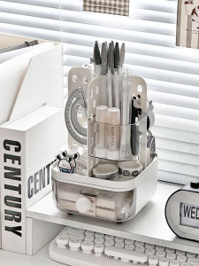Large Capacity Creative Rotating 360 Degree Pen Holder Desk Organizer Box Office Home Use Childrens Stationery Storage Container