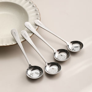 New Arrival Stainless Steel Tableware Flat-Bottomed Spoon Chinese-Style Tablespoon for Children Thickened Soup Dinnerware