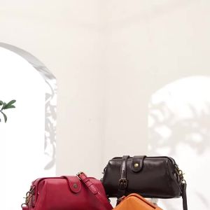 《 226 》 Handmade Vintage Womens Bags Cowhide Sling Bag Diagonal Bag Messenger Bag Large-Capacity Shoulder Bag
