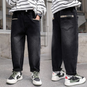 Quần Jeans Denim Ống Thẳng Mỏng Màu Đen Cho Trẻ Em Nam Quần Dài Thường Ngày Mùa Xuân Thu Quần Dài Cho Bé Cao Cấp Quần Jeans Trẻ Em
