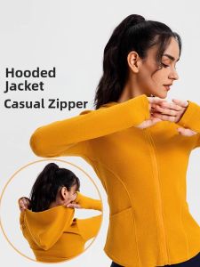 Hooded Warm Ribbed Quick-dry Zip-up Jacket Long Sleeve
