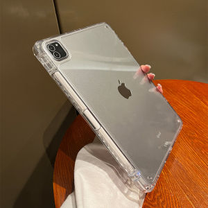 Tooach Transparent Hard Shockproof Tablet Case For iPad Mini 6 iPad 9.7 5th 6th Air 3 4 5 iPad 10.2 7th 8th 9th 10th Gen iPad Pro 11 inch iPad Pro 12.9 2022 2021 2020 2018 Simple Clear iPad Casing Cover With Pen Holder Slot