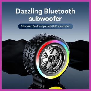 ♥ SFREE Shipping ♥ New Wireless Bluetooth Tire Speaker RGB Light Ambient Light High Sound Quality Battle Wheel Portable Outdoor Subwoofer Audio Bluetooth Speakers Sound Box