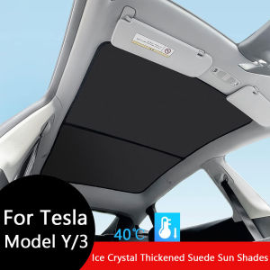Sunshades For Tesla Model 3 Sunroof Highland 2025 Model Y 2020-25 Ice Cloth Buckle Sun Pare Glass Front Rear Skylight Accessory