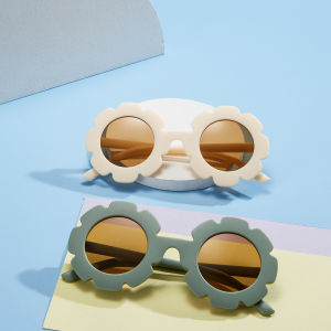 OQ BOGA 16 Colors Cute Flower Frame Round Lens Kids Sunglasses Children Outdoor Eye Protection Eyewear