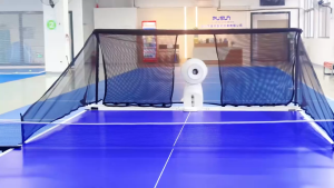 Pusun Dora Three-weel Drive Smart Table Tennis Machine with Auto-recycling Net Remote&App Control Built-in Multiple Training Drills Topspin/Backspin Customize Training Program
