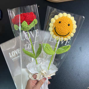 QIWEILANG | Handmade Wool Rose and Sunflower Bouquet