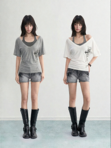 ARCG | Design Aesthetic Waist-Cinching Layered Women Tshirt