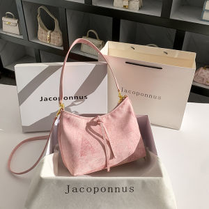 Jacoponnus Genuine Leather Pink Tote Bag Womens Large Capacity Crossbody Bag Luxury Sensation Commuting Shoulder Bag