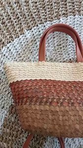 TAS PANDAN BAKUL TALI KULIT TOTE BAG TAS ANYAMAN