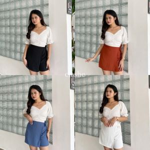 Celana Rok Pendek Wanita Dewasa Korean Style Bahan Crincle Airflow Anti Lecek Terbaru Kekinian Jessica Skort by Clashe
