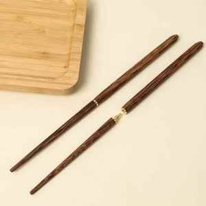 CHIZHIDU | Short Portable Single Chopsticks Black Ebony Tapered Tips