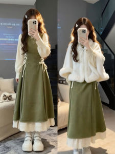 XUECAIQI | Spring New Chinese Style Cape Coat & Dress Set 2 Pieces