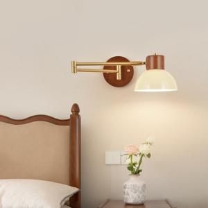 Hiện đại càng gắp Đèn gắn tường gỗ đặc Đèn đọc sách báo đèn Tường Phòng Ngủ Tay quay gấp Bắc Âu trang trí chiếu sáng trong nhà cạnh giường ngủ