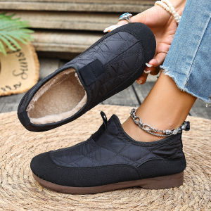 Winter Warm Womens Soft Sole Cotton Shoes Non-slip Casual Flat Casual Lazy 1 Slip-on Cotton Shoes Womens Shoes