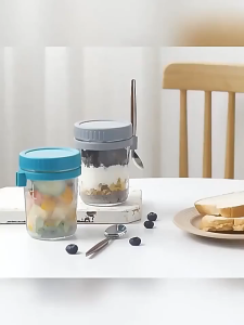 BUYYU 350ml Glass Jars with Lids & Spoons Leak Proof Wide Mouth Jars for Oatmeal Cereal Storage Container