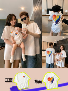 Summer Family Matching Clothes Short Sleeve Children Parent-Child Outfits Baby Crawling Suit Cotton Korean Style DIY T-shirt