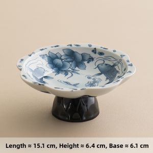 FENGBAI | Hand-painted Blue and White Porcelain High-footed Fruit Plate