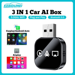 KEBIDUMEI Q1AS 3-in-1 Car AI Box Wired to Wireless WiFi Carplay Plug & Play Android Auto Adapter Airplay MirrorLink Smart Dongle