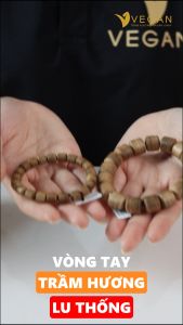 Vòng tay trầm hương lu thống VEGAN thuần chay 17 hạt 12mm