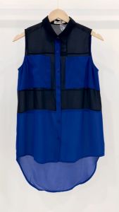 Women Sleeveless Button Shirt Top