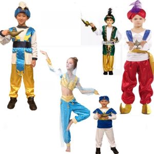 Boys Arab Prince Costume Kids Indian Costume Halloween Lamp of Aladdin Princess Jasmine Dance Skirt