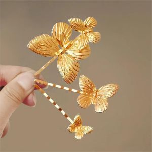 Elegant Gold Butterfly Hair Clip French Design Braiding Hair Accessories for Women Side Clip Hair Styling Tool by Fu Die
