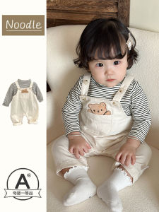 Adorable Bear Onesie Baby Outfit Autumn New Style Cotton Polyester Blend Infant Clothes Easy Wear Portable Crawler Suit for Babies