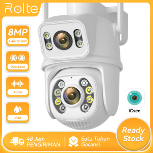 Rolte CCTV 8MP Kamera WiFi Luar Ruangan Kamera Dual Lensa Tahan Air IP PTZ Kamera Garansi 1 Tahun