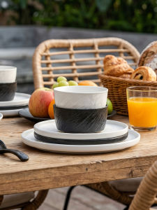 mornenjoy | Luxury Underglaze Color Tableware Plates Black White