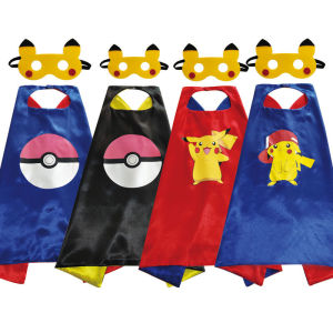 Anime Pikachu Pokemon Capes Halloween Costumes Pikachu Anime Costume Party kids favorite gifts Superhero Cosplay Costume