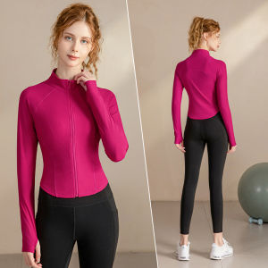 Womens Yoga Fitness Clothes Short Sleeveless Top Long Sleeve High Collar Slim Fit Pilates Training Running Outerwear Jacket