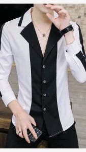 Áo sơ mi nam Áo sơ mi dài tay phối 2 màu chủ đạo đen trắng chất vải có giãn nhẹ không nhàu không nhăn không phai màu. Áo sơ mi nam được làm từ Sợi polyvinyl thân thiện với môi trường mã N22