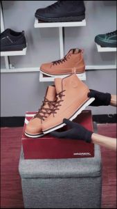 NZL032 Dodge Mostrend x Nazreal Sepatu Boot Pria Casual Warna Coklat Bahan Kulit Sintetis Premium Sneaker Pecinta Motor dan Adventur
