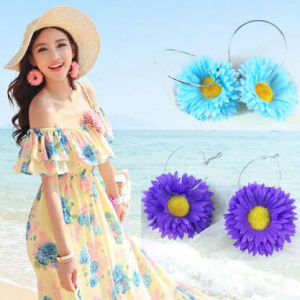 Bohemian Style Long Pendant Earrings Womens Holiday Fashion Jewelry Flower Tassel Large Hoop Fairy Tale Long Dangle Earrings