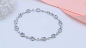 Lohaspie Jewelry: A Perfect Women's Birthday Gift Featuring Solid Sterling 925 Silver & Genuine Natural Aquamarine Bracelet