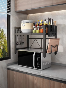 BALIKRUMAH Retractable Stainless Steel Storage Rack Microwave Rack Oven Rack Kitchen Countertop Storage Rack Rak penyimpanan Rak penyimpanan 可伸缩置物架