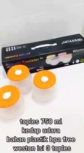 Toples Permen Toples Kue Plastik Bpa Free Set 4 Pc 750 ml Tebal Weston