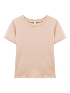 Áo Thun Cotton Tay Ngắn Màu Mâm Xôi Cho Nữ Mùa Hè 2025 Áo Thun Cổ Tròn Dáng Ôm Vừa Vặn Màu Trơn Đa Năng Cho Mọi Phong Cách