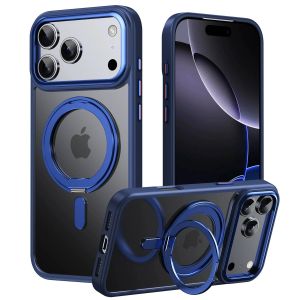 szhaiyu | Luxury Magnetic Phone Case For iPhone 18 17 16 15 14 13 12 Pro Max With Metal Ring Rotation Stand Foldable Shockproof Back Cover