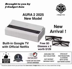 [Top1 Seller for Projectors] XGIMI AURA 2 PLUS Google TV with Official Netflix UST 4K Laser Projector Dolby Vision 2300 ISO Lumens Dual Lights Harman Kardon Speakers - New Model!