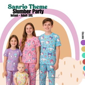 Best-Selling Sanrio-themed My Melody  Kuromi  HK Cinnamorrol and more Terno T-Shirt Pajama Pants Set – Cute Sleepwear for Baby Kids Women | Matching Outfit