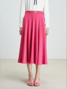 Koradior | Slim Fit High Waist A-Line Flared Mid-Length Skirt