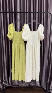 SV 6488 - Vavella Bubbly Dress | Silvervogue | Gaun Katun Babat Midi Pakaian Wanita