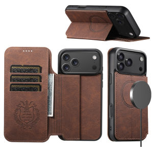 SUTENI Flip Cover Phone Case Wireless Charging Faux Leather Card Holder Stand Wallet Magnet For iPhone 17 Pro Max 16 Plus 15 14