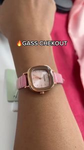 SUNLIFEX Jam Tangan Wanita Tali Kulit Santai Kuarsa Persegi Dial QUARTZ Jam Tangan Cewek Free Box