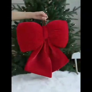 1Pc Christmas Decoration Velvet Red Bowknot Hanging Ornaments DIY Xmas Tree Pendant Bow for Holiday Navidad Home Decoration Supplies Cny Decoration 2026