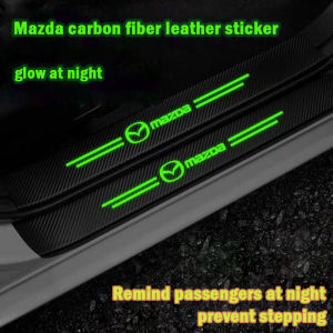 9pcs/set carbon fiber  leather car sticker glow in the dark car door side step sill  sticker anti car scratch carbon fiber sticker car door sill sticker  for MAZDA 2 3 5 6 CX3 CX4  CX5 CX7 CX9